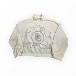 PacSun Pacific Sunwear Sherpa Fleece Mock Neck Pullover Cream Small